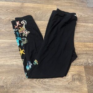 Johnny Was JW Zoe Embroidered Leggings Black Boho Stretch Pull On Women’s L $130